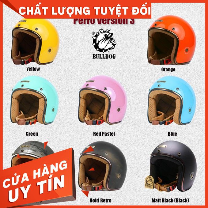 [ CHÍNH HÃNG] Mũ BẢO HIỂM 3/4 Bulldog Perro V3 - SPID.VN- KÈM QUÀ TẶNG