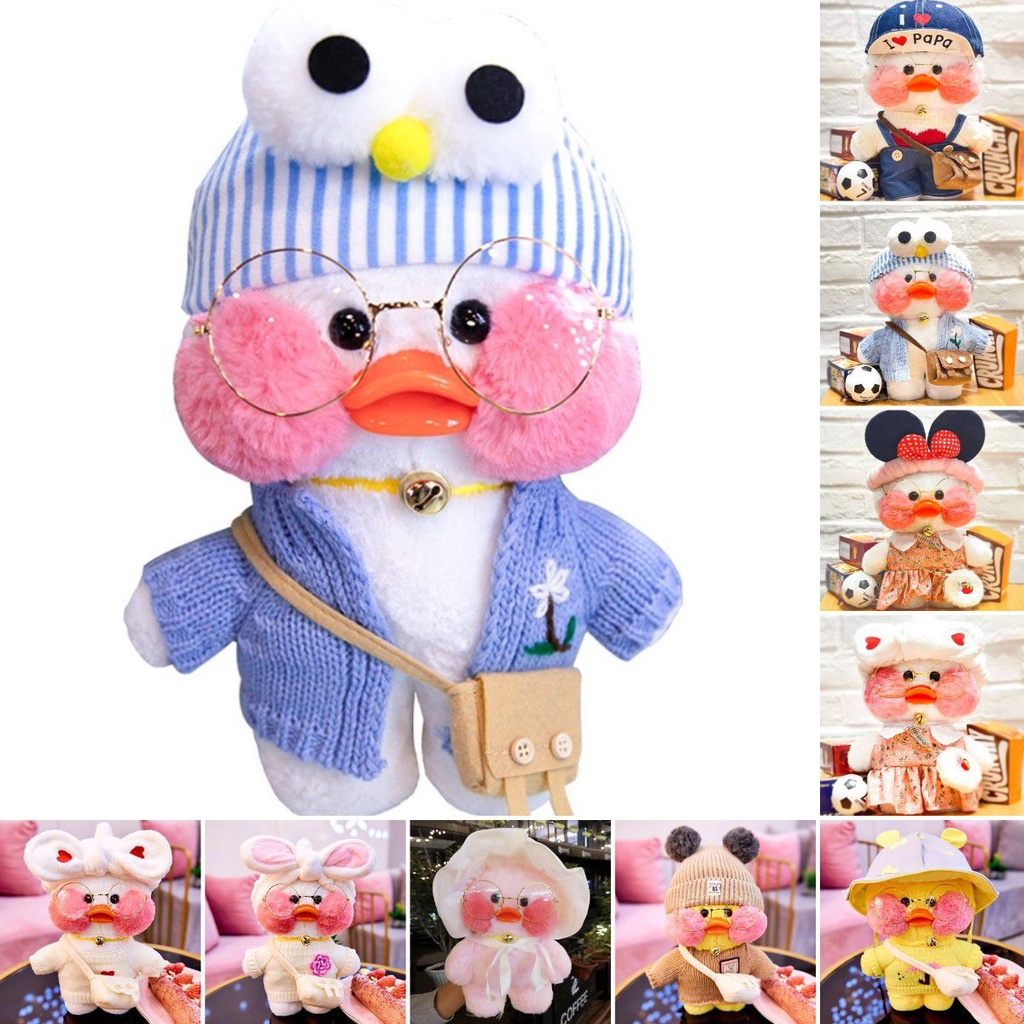 30cm/12in Lalafanfan Cafe Mimi Yellow Duck Costume Wearing Plush Toys Stuffed Doll Kawaii Duck Doll Animal Pillow