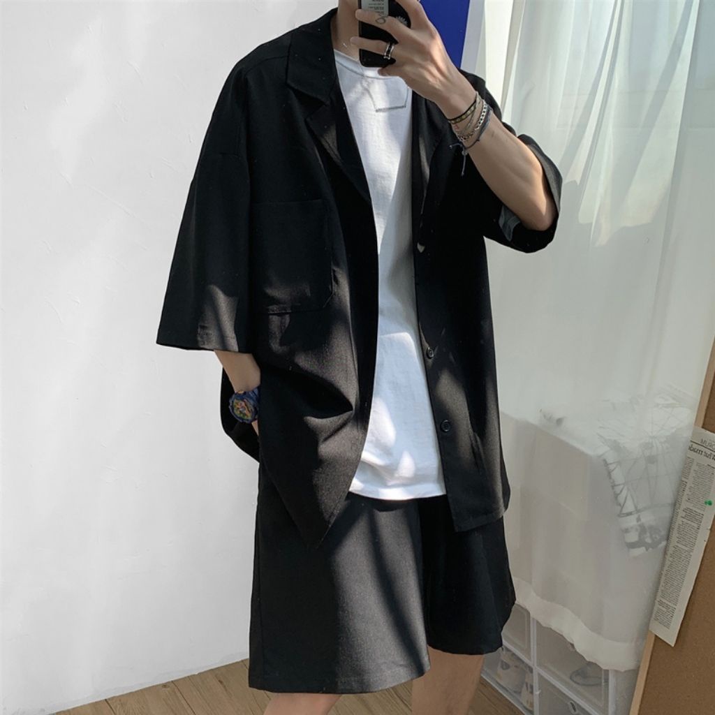 Set Blazer nam MERCINI chất vải cao cấp phong cách Hàn Quốc xu hướng thời trang mùa hè (Áo khoác blazer+Quần short) SC03 | BigBuy360 - bigbuy360.vn