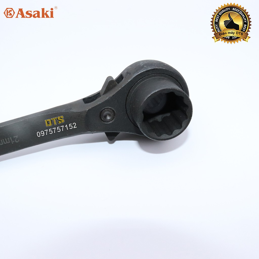 Cờ lê đuôi chuột cao cấp 19-21 mm Asaki AK-6455, cờ lê giàn giáo 2 đầu tự động thép Chrome Vanadium, công tắc đảo chiều