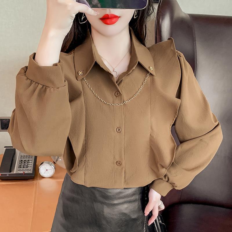 Áo Sơ Mi Phối Bèo Form Rộng Phong Cách Retro Hong Kong