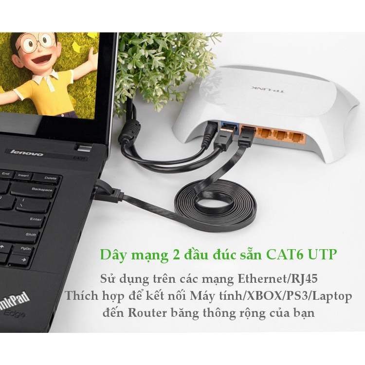 [Mã 2404EL10K giảm 10K đơn 20K] Dây cáp mạng 2 đầu đúc Cat 6 UTP dạng dẹt, dài từ 0.5-8m UGREEN NW104