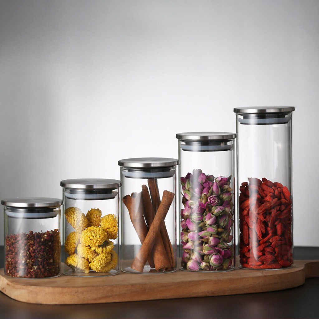 HŨ LƯU TRỮ HẠT NẮP INOX KHÔNG GỈ GUNG TÍCH 400ML, 550ML, 650ML, 950ML