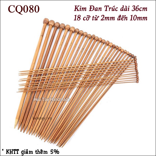 Kim đan trúc dài 36cm 18 cỡ Từ 2mm đến 10mm CQ080- Kim đan len