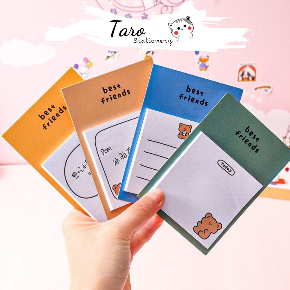 Giấy note ghi chú dán được hình gấu nâu thỏ trắng cute dễ thương N14 Taro Stationery