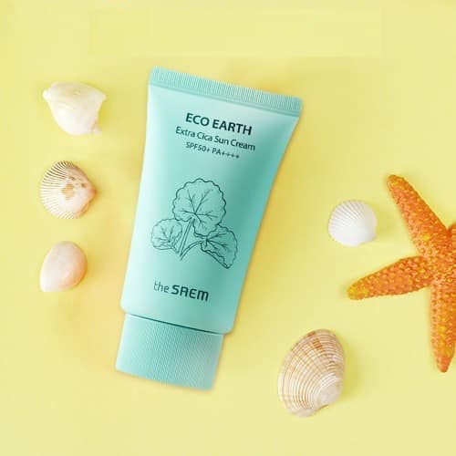 Kem Chống Nắng Rau Má the Saem Eco Earth Extra Cica Sun Cream 50g Nâng Tone, Cân Bằng Ẩm