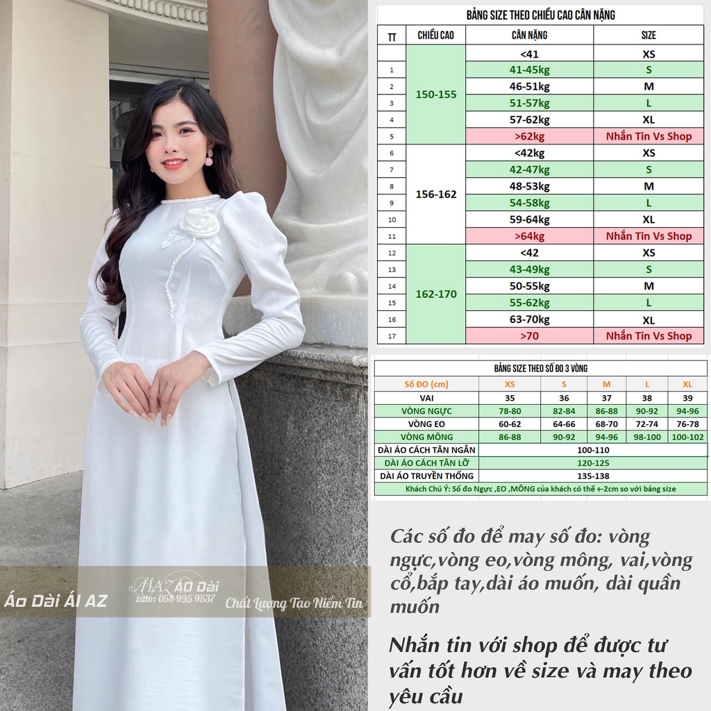 Áo Dài Truyền Thống Nữ Vai Bồng Thủ Công KV04
