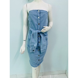 Đầm jean tay giả thắt eo phá cách