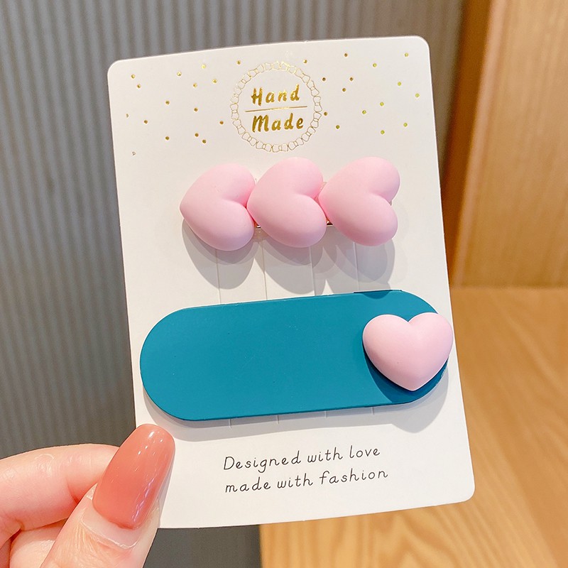 Kẹp tóc hình trái tim đơn giản thời trang mùa hè phong cách Nhật Bản độc đáo