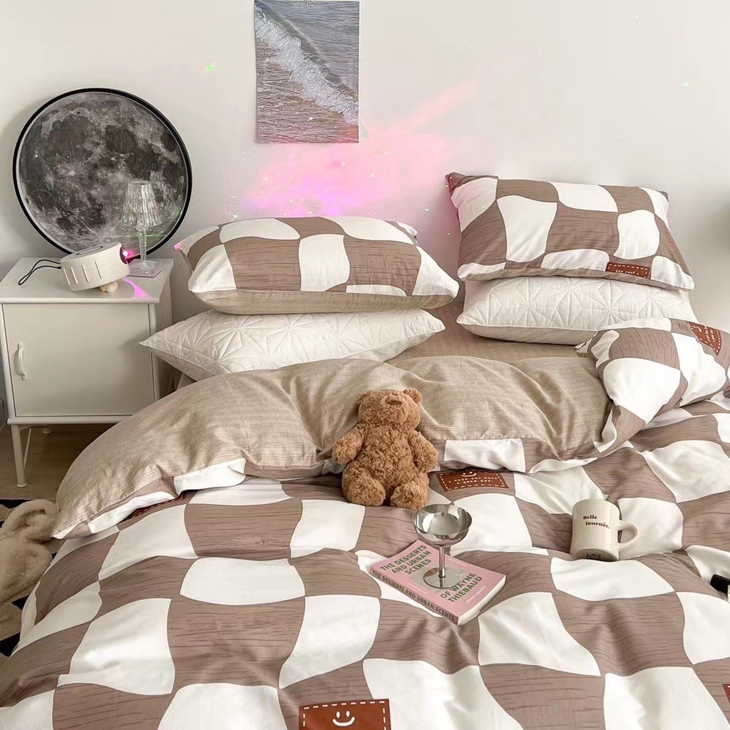 Bộ chăn ga gối ga giường cotton living trần chăn hè cao cấp (chát chọn mẫu)