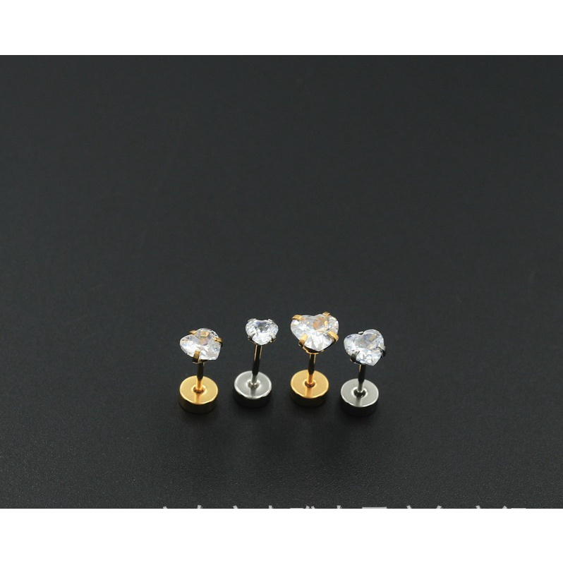 Khuyên titan đính kim tim thanh xỏ siêu mỏng 0,8mm nút dẹt vặn cá tính NKT99