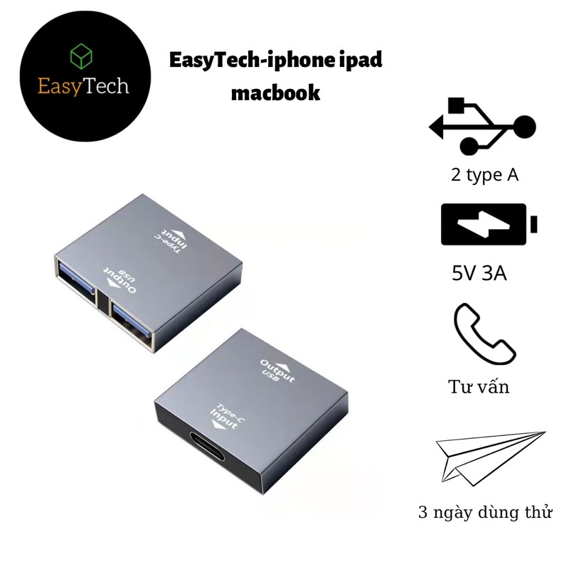 cổng chuyển type C to usb type A, type C ra usb 3.0, type C to 2 Type C