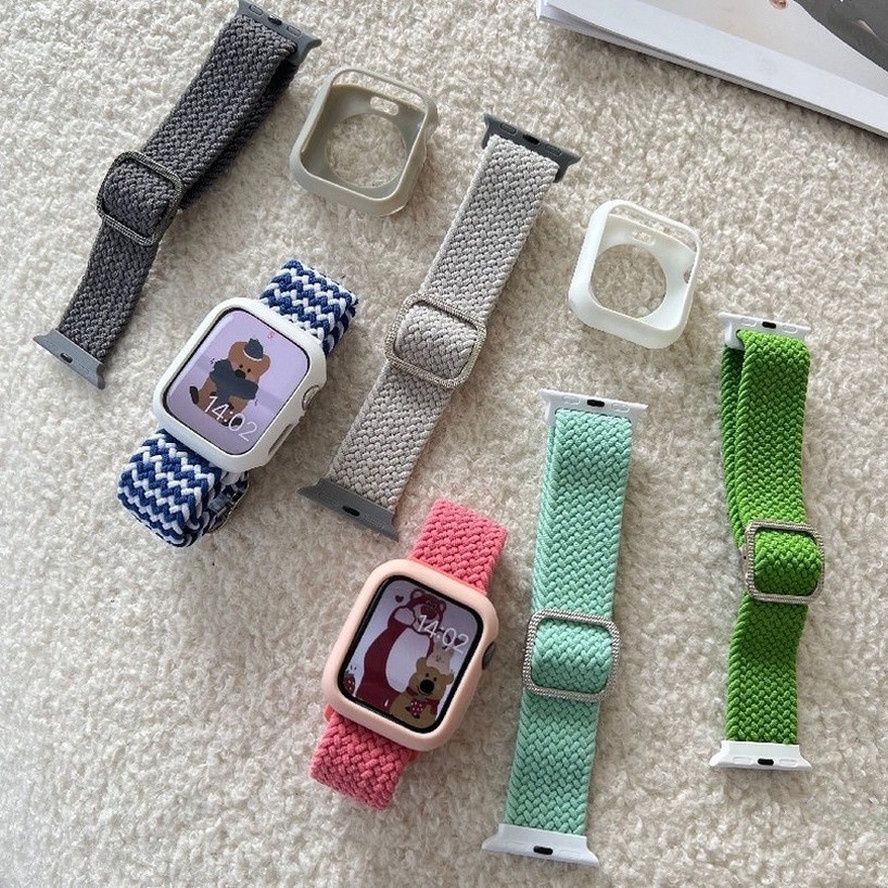 Dây đeo đồng hồ nylon màu kẹo 2 trong 1 thích hợp cho iWatch 7 6 SE 5 4 3 2 1 size 41mm 45mm 44mm 42mm 40mm 38mm