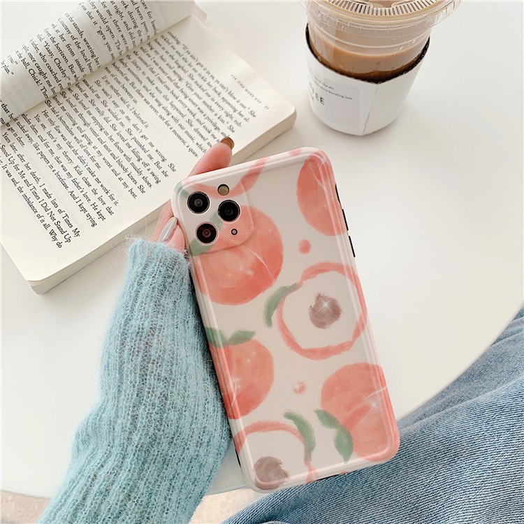 Ốp điện thoại IMD mềm in họa tiết quả đào màu hồng bảo vệ ống kính máy ảnh cho iPhone 11 Pro Max X Xs Max XR 8 7 Plus | BigBuy360 - bigbuy360.vn
