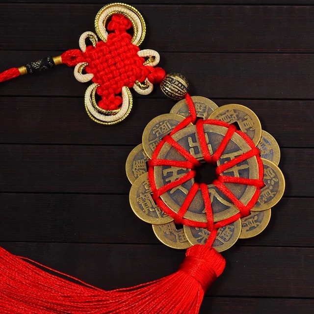 Dây Tiền Xu Hoa Mai Phong Thủy 10 Cánh Bằng Đồng