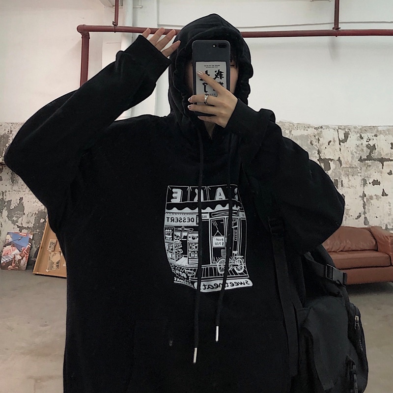 Áo Khoác Hoodie Nỉ Bông CAKE màu NÂU/ĐEN/XÁM 🏁 Nam nữ unisex/Áo hoodie có mũ form rộng Jaystoree 🖤