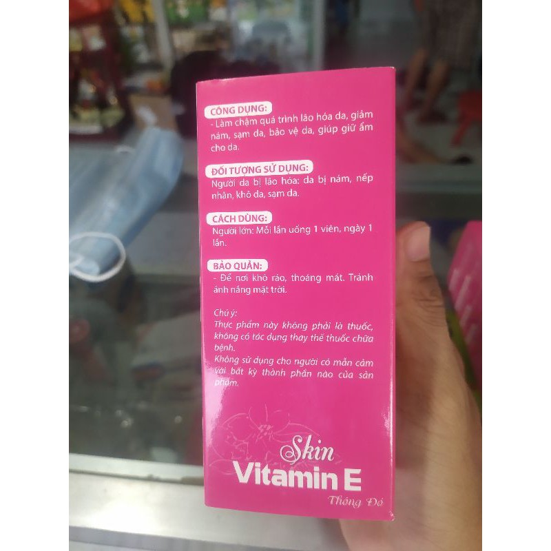 Skin Vitamin E đỏ - Tinh dầu thông đỏ, tinh dầu hoa anh thảo (hộp 4vỉ *10viên) | BigBuy360 - bigbuy360.vn
