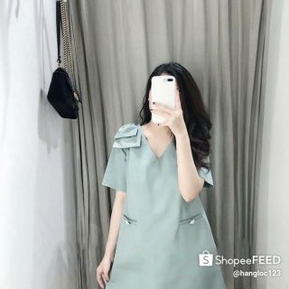 VÁU SUÔNG XANH NGỌC KÈM NƠ VAI