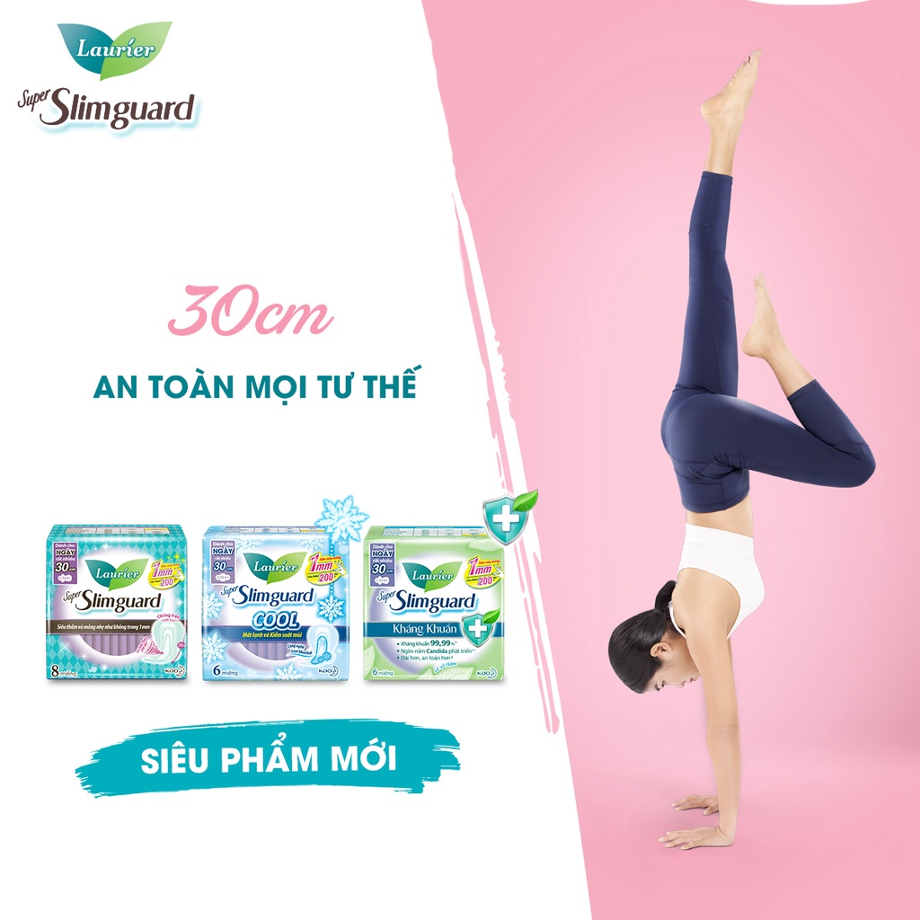 Băng Vệ Sinh Laurier Siêu Mỏng Kháng Khuẩn Super Slimguard 30cm 6 Miếng