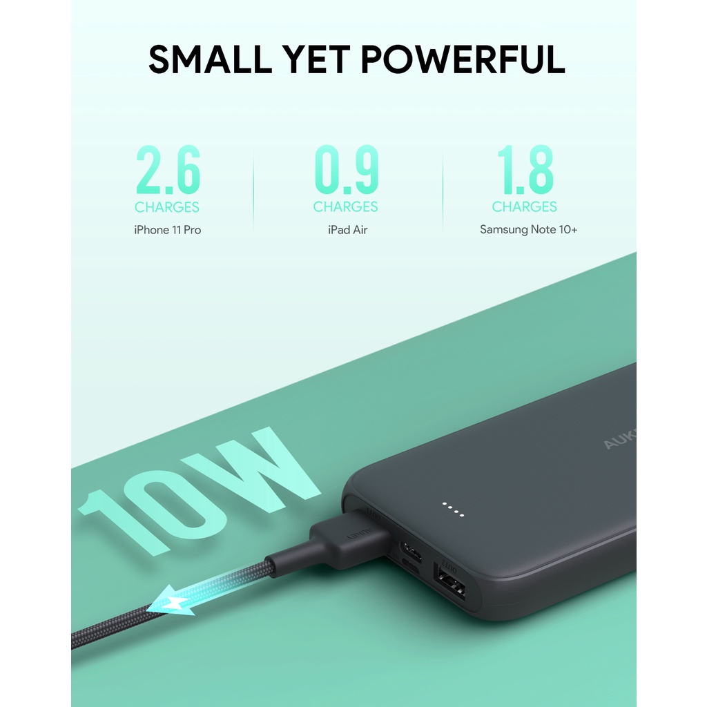 Pin dự phòng Aukey Basix Slim 10000MAH PB-N99 , Bảo Hành 18 tháng