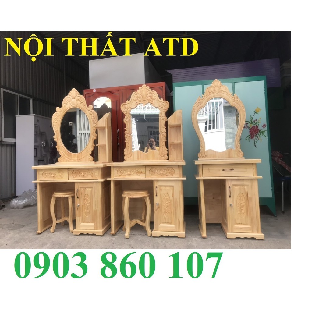 Bàn trang điểm gỗ thông tự nhiên 100% sang trọng bền đẹp y hình thực tế 100%