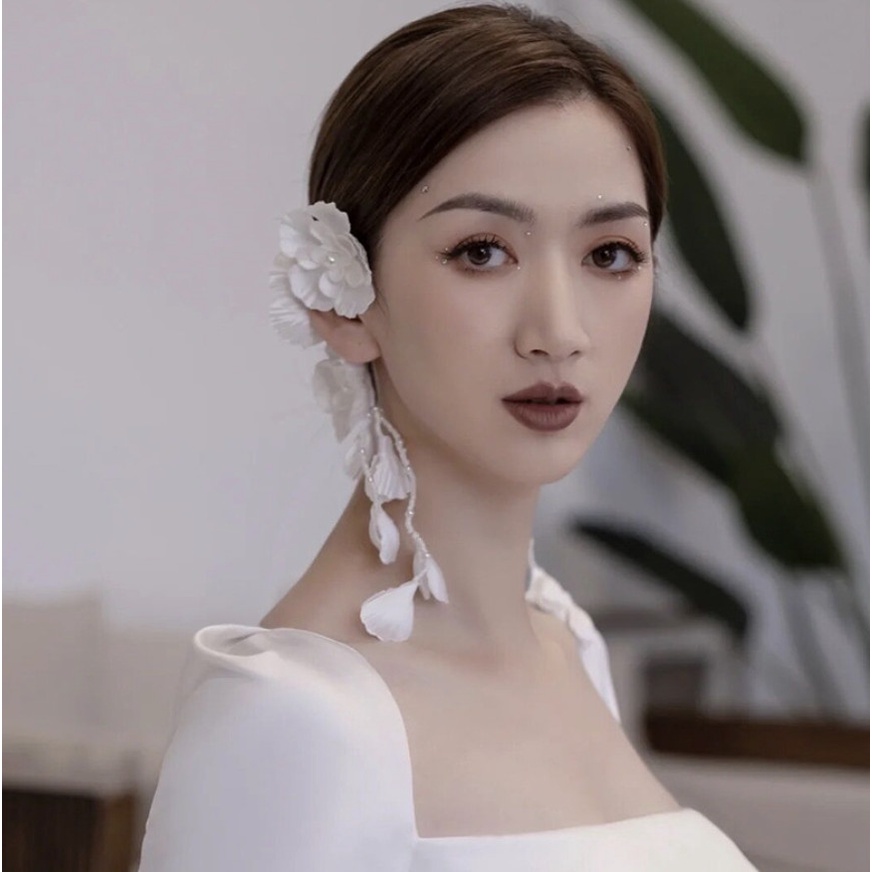 Cài tóc cô dâu hoa vải bộ 2 cái
