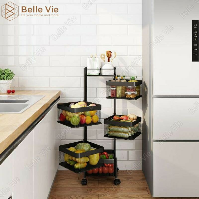 Kệ Đựng Thực Phẩm Xoay 360 Độ MIMO FURNITURE Kệ Nhà Bếp Có Bánh Xe Đa Năng