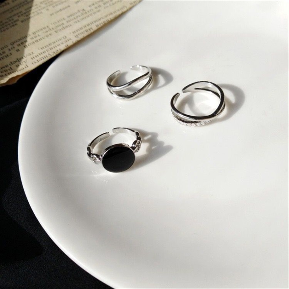 Set 3 nhẫn hở có thể điều chỉnh kích thước phong cách Hàn Quốc cổ điển cho nữ