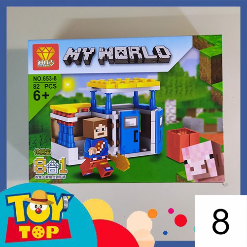 Đồ chơi lắp ráp ghép minecraft xếp hình thế giới vuông my world khu vui chơi giải trí đu quay xích đu No.653