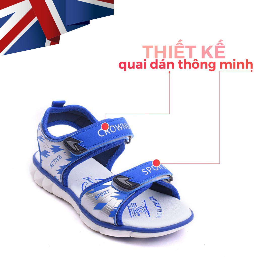 Dép Quai Hậu Bé Trai Crown UK Sandals Cao Cấp CRUK524 Nhẹ Êm Size 26-35/2-14 Tuổi