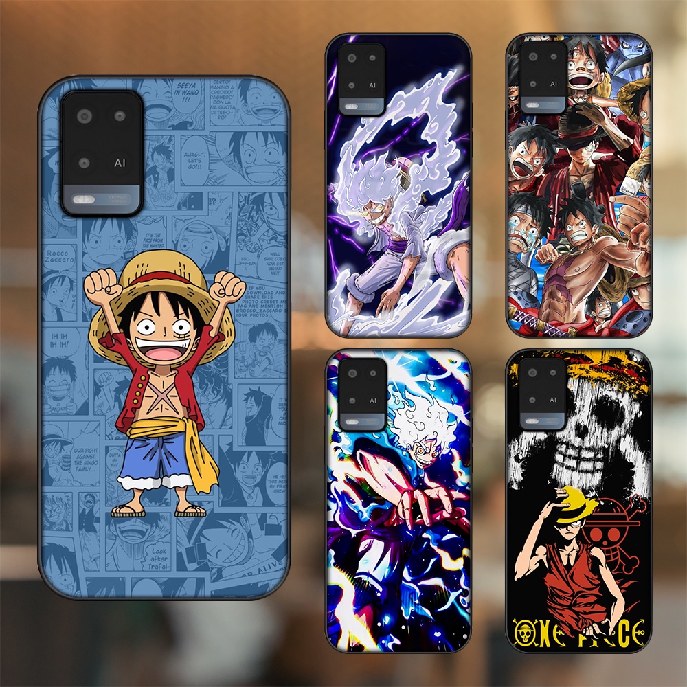 Ốp lưng Oppo A54 4G, A54 5G viền đen in hình Luffy One Piece