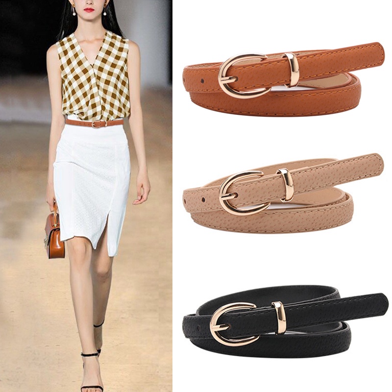 Thắt Lưng Da Bản Nhỏ Màu Nâu/Trắng/Đen Cho Nữ