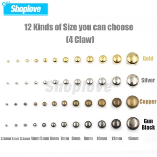 Set 500 Đinh Tán Đầu Tròn 2.5-10mm Tự Trang Trí Giày Dép Da Phong Cách Punk Rock