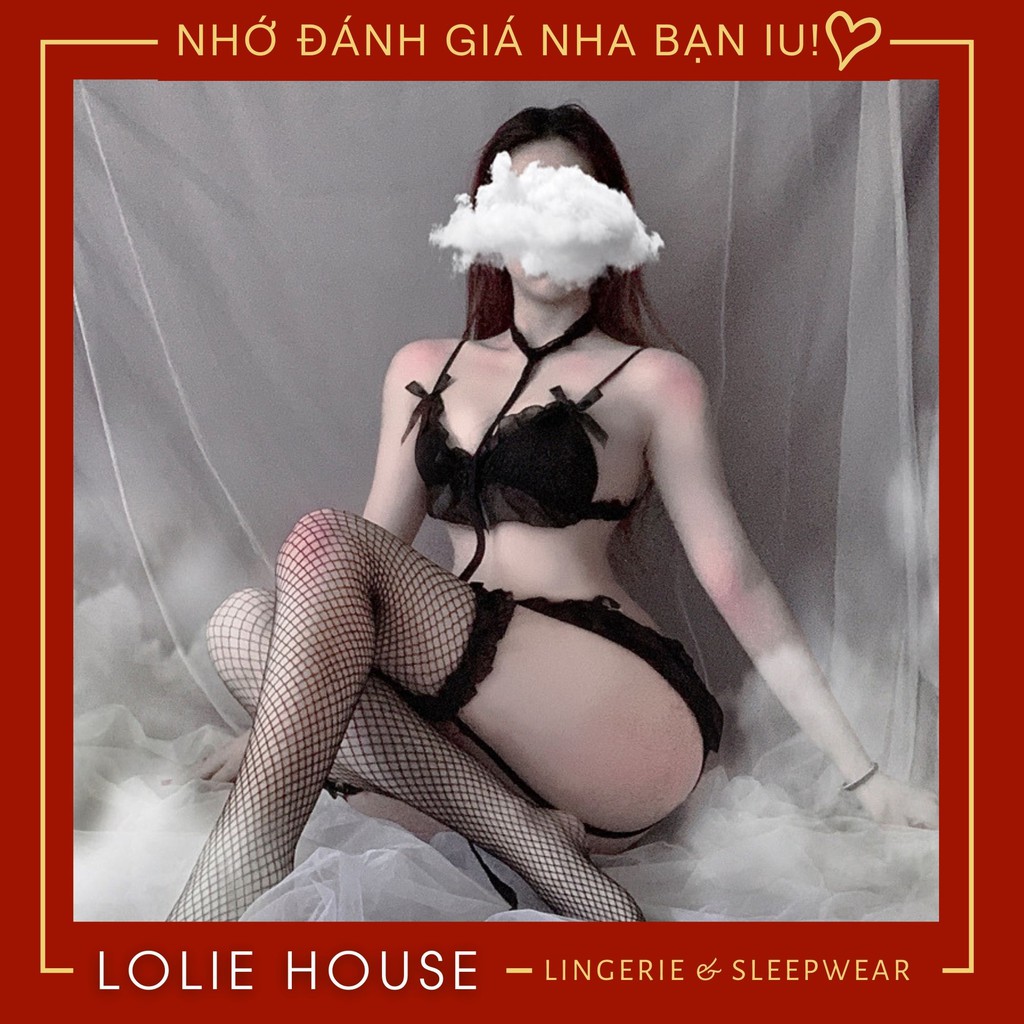 Bộ đồ ngủ Cosplay Sexy Body Voan - Set nội y gợi cảm sexy đính nơ LOLIE HOUSE - SS3