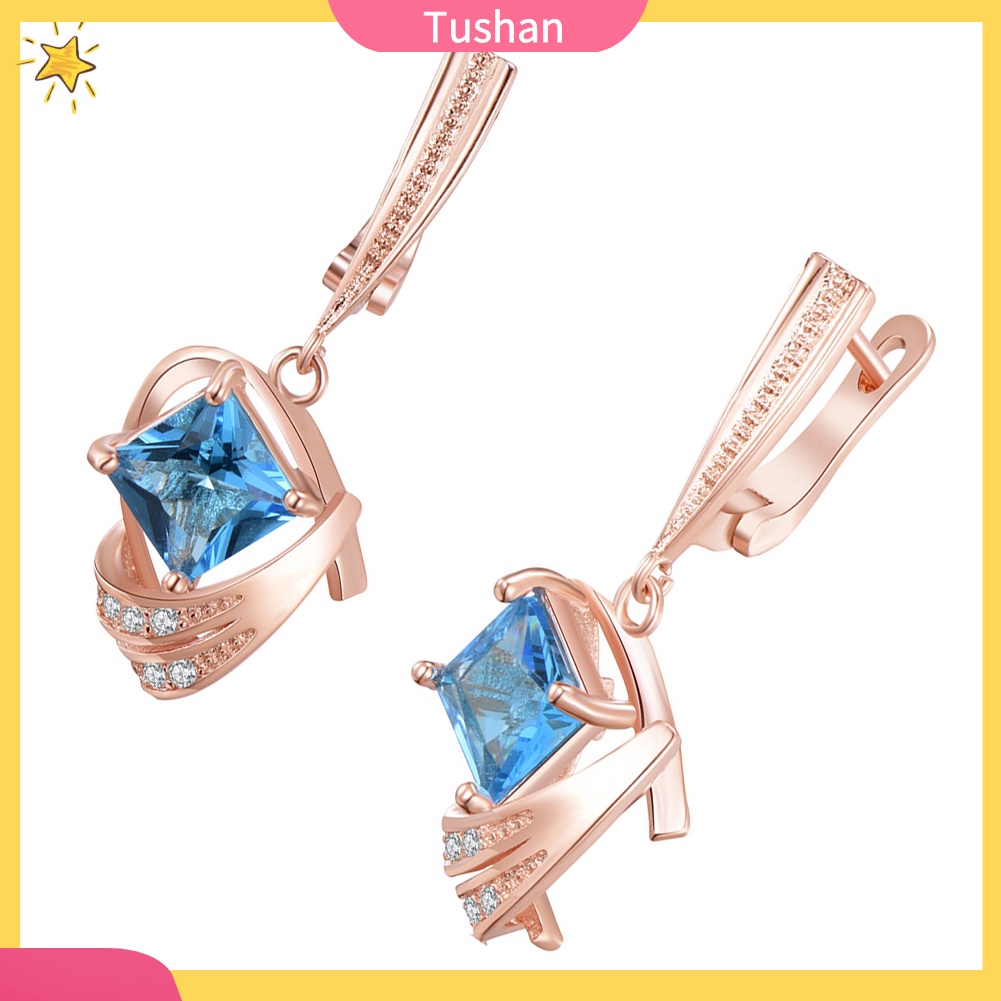 Hoa tai dáng vuông đính đá thời trang cho nữ