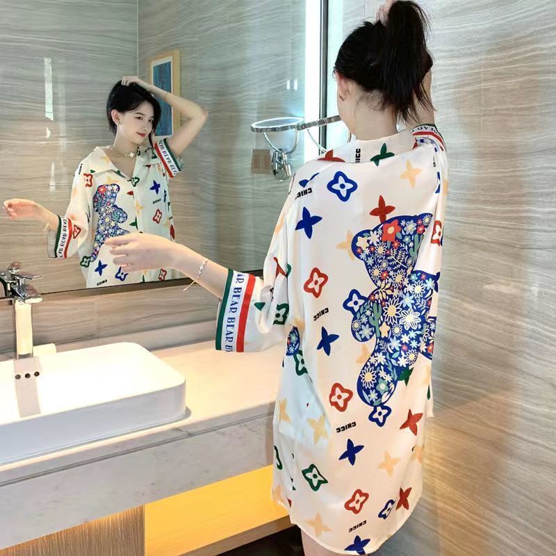 Đầm Ngủ Lụa Mỏng Dáng Rộng Thoáng Khí Thời Trang Mùa Hè Cho Mẹ Bầu