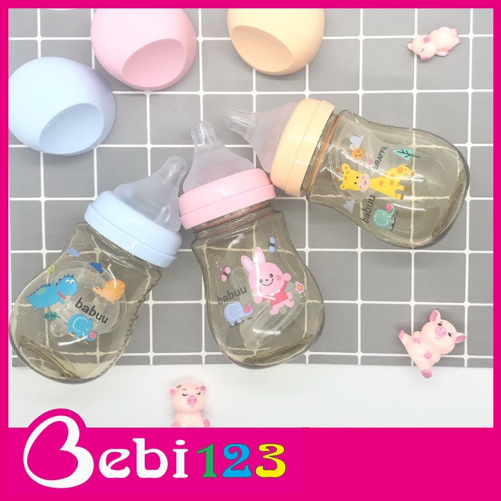 Bình sữa PPSU cổ rộng Babuu Nhật khoét nắp cao cấp cho bé