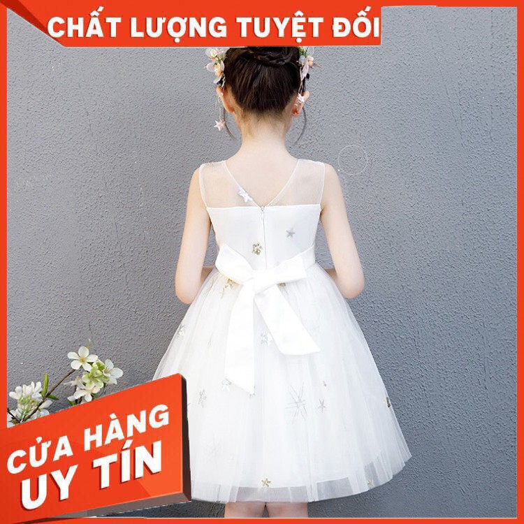 Váy Đầm công chúa ren lưới đính sao bé gái size 14-30kg-HÀNG QCCC - Hàng nhập khẩu