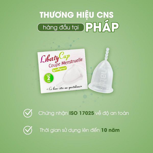 Cốc nguyệt san Liberty Cup nhập khẩu Pháp tặng túi vải có bill