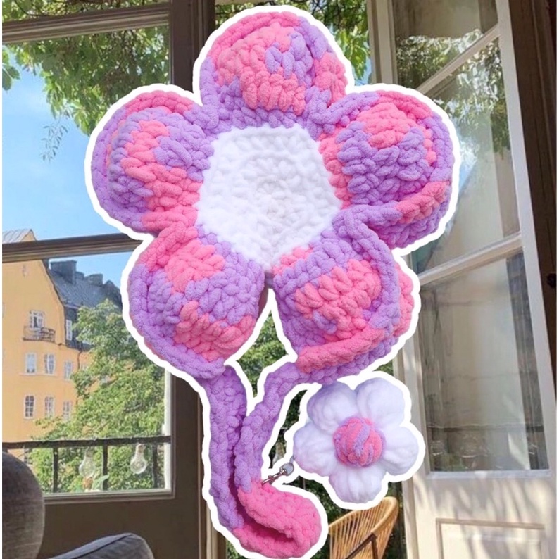 Túi len móc hình bông hoa - Flower Bloom crochet bag - handmade by Mếu Máo