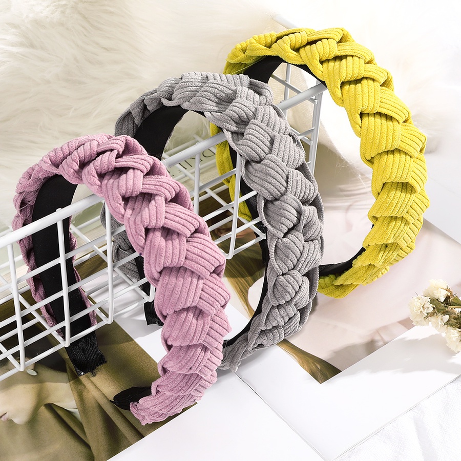 Cài tóc vải nhung kẻ sọc thời trang Hàn Quốc cho nữ