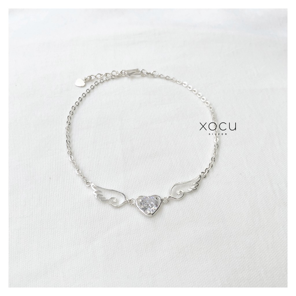 Lắc Chân Bạc, Cánh Thiên Thần Đá Trái Tim, Angel Wings Anklet, Xocu | BigBuy360 - bigbuy360.vn