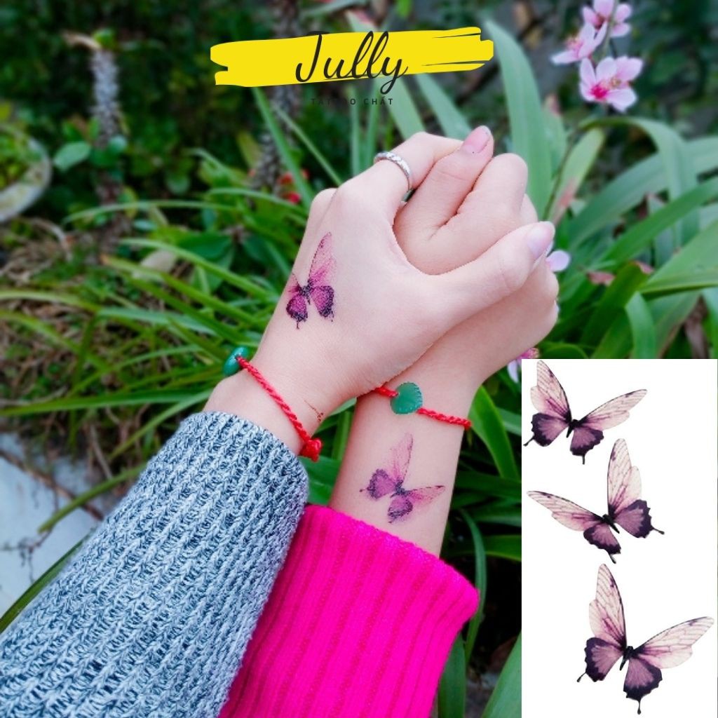 Hình xăm dán bướm mini cute JULLY Tattoo chất, xăm tạm thời 15 ngày chống nước an toàn bền đẹp cho nữ