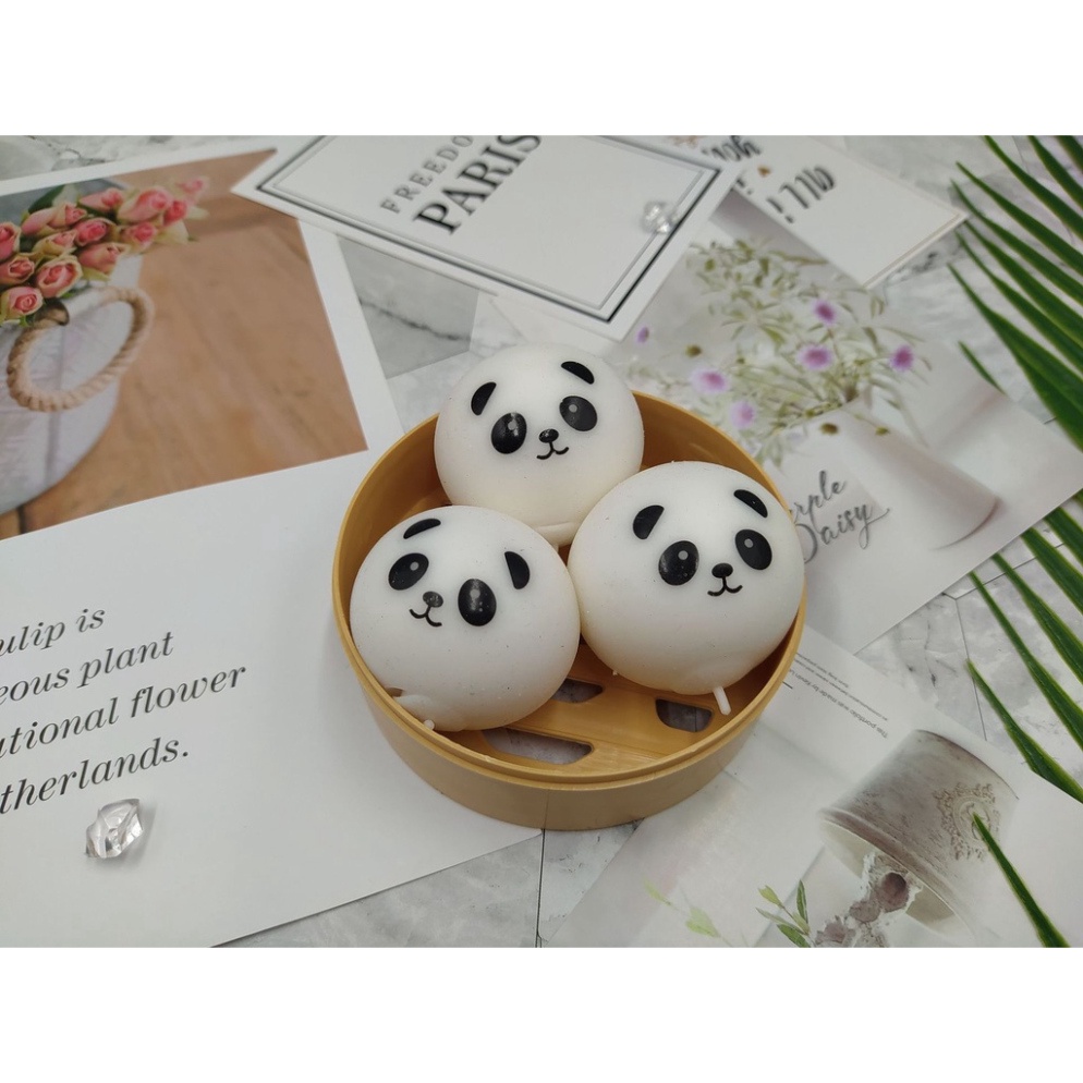 3 chiếc bánh bao màn thầu squyshi bánh chưng mềm mại hộp heo trắng thỏ hồng xinh xắn đáng yêu