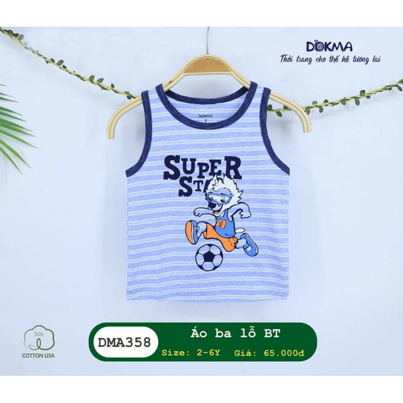 (6 tuổi) Áo 3 lỗ bé trai Dokma, chất cotton Mỹ cao cấp (DMA358)