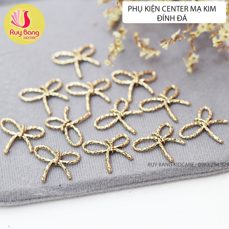 Phụ kiện charm mạ kim đính đá nguyên liệu dùng gắn bờm/cài đính đá, dây buộc tóc phong cách Hàn Quốc - link 3