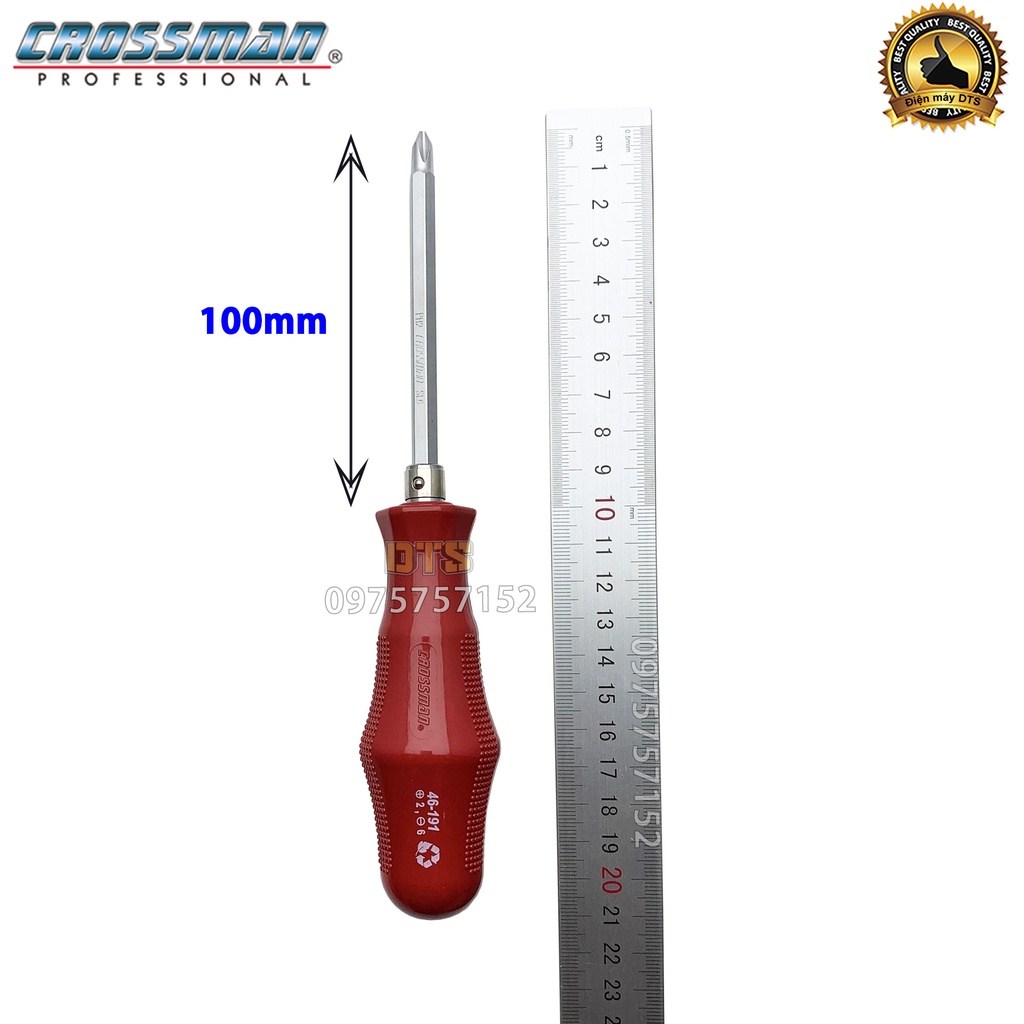 Tô vít 2 đầu cao cấp 6x100mm CROSSMAN 46-191, tua vít dẹp và bake trở đầu thép CR-V siêu cứng đầu hít nam châm vĩnh cửu