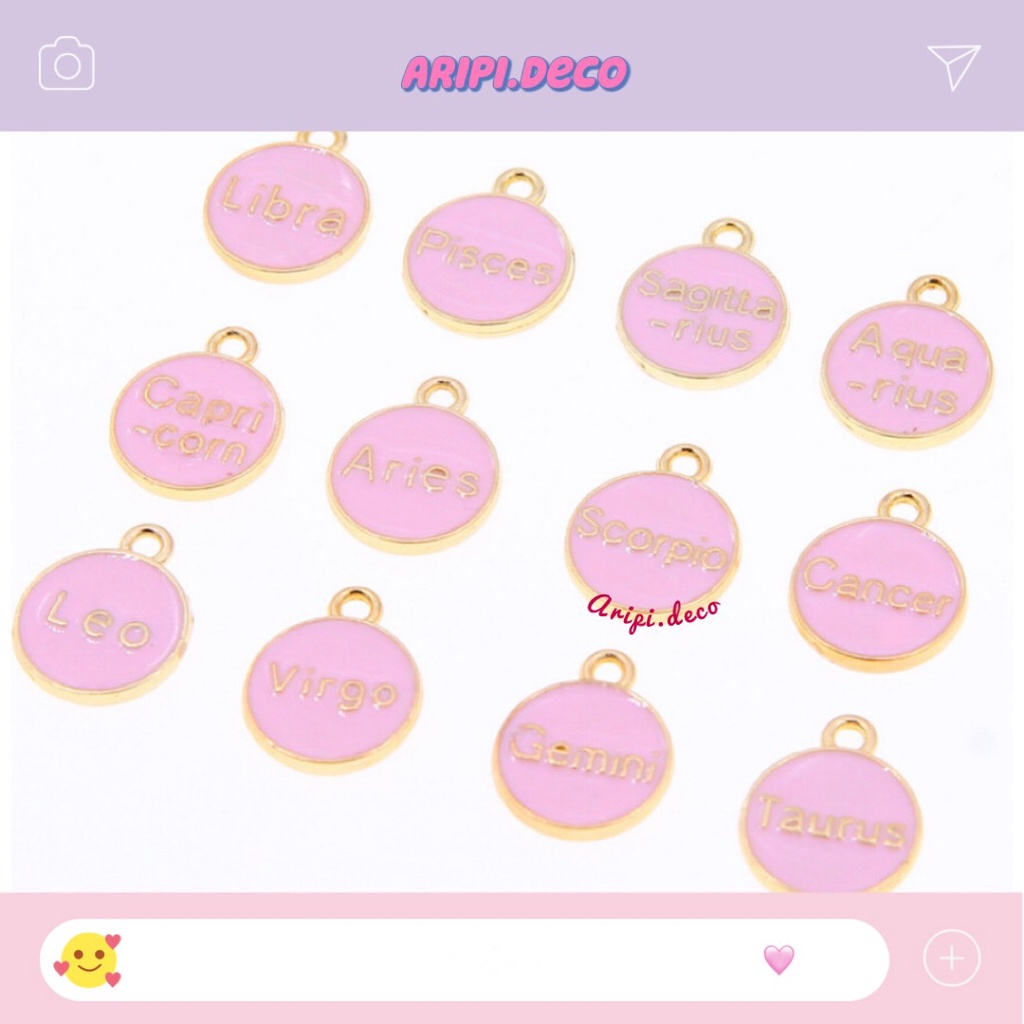 Charm kim loại size nhỏ cung hoàng đạo Hoàng Đạo Zodiac Sign đủ màu pastel K1 /Nguyên liệu handmade