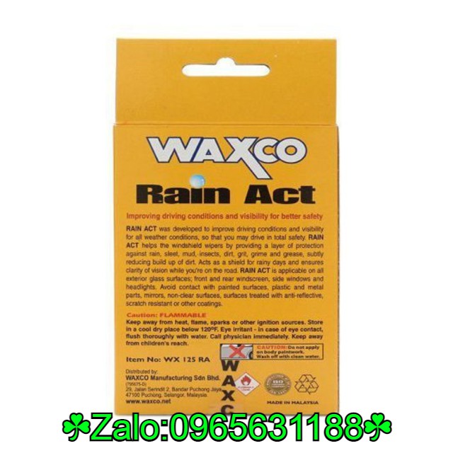 DUNG DỊCH CHỐNG BÁM NƯỚC MƯA WAXCO