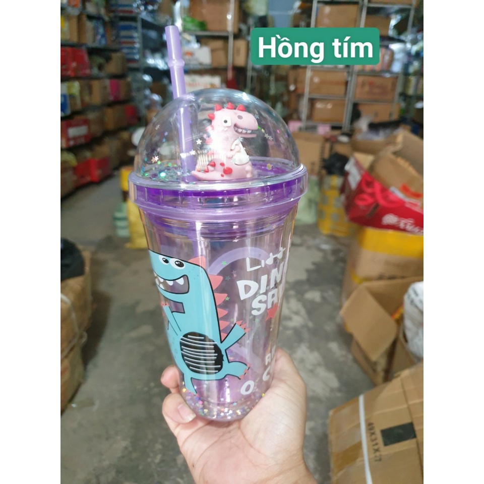 Cốc uống nước Khủng Long siêu Kute tặng kèm ống hút